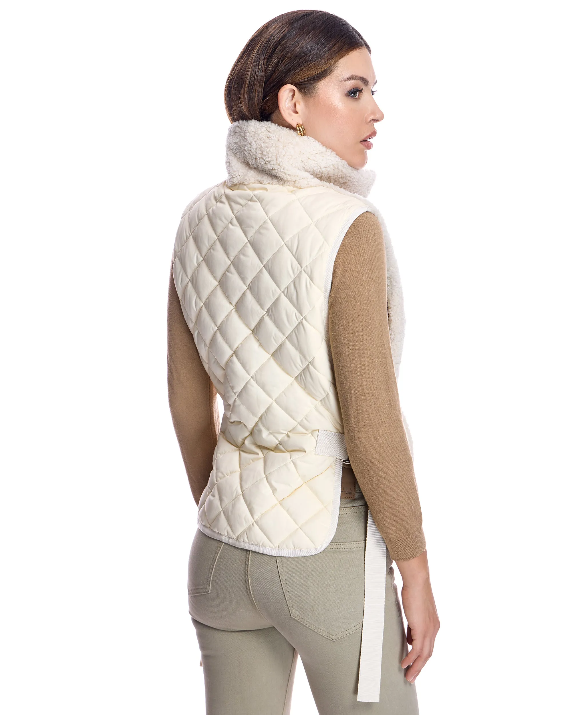 Shearling Lamb Vest with Poly Back