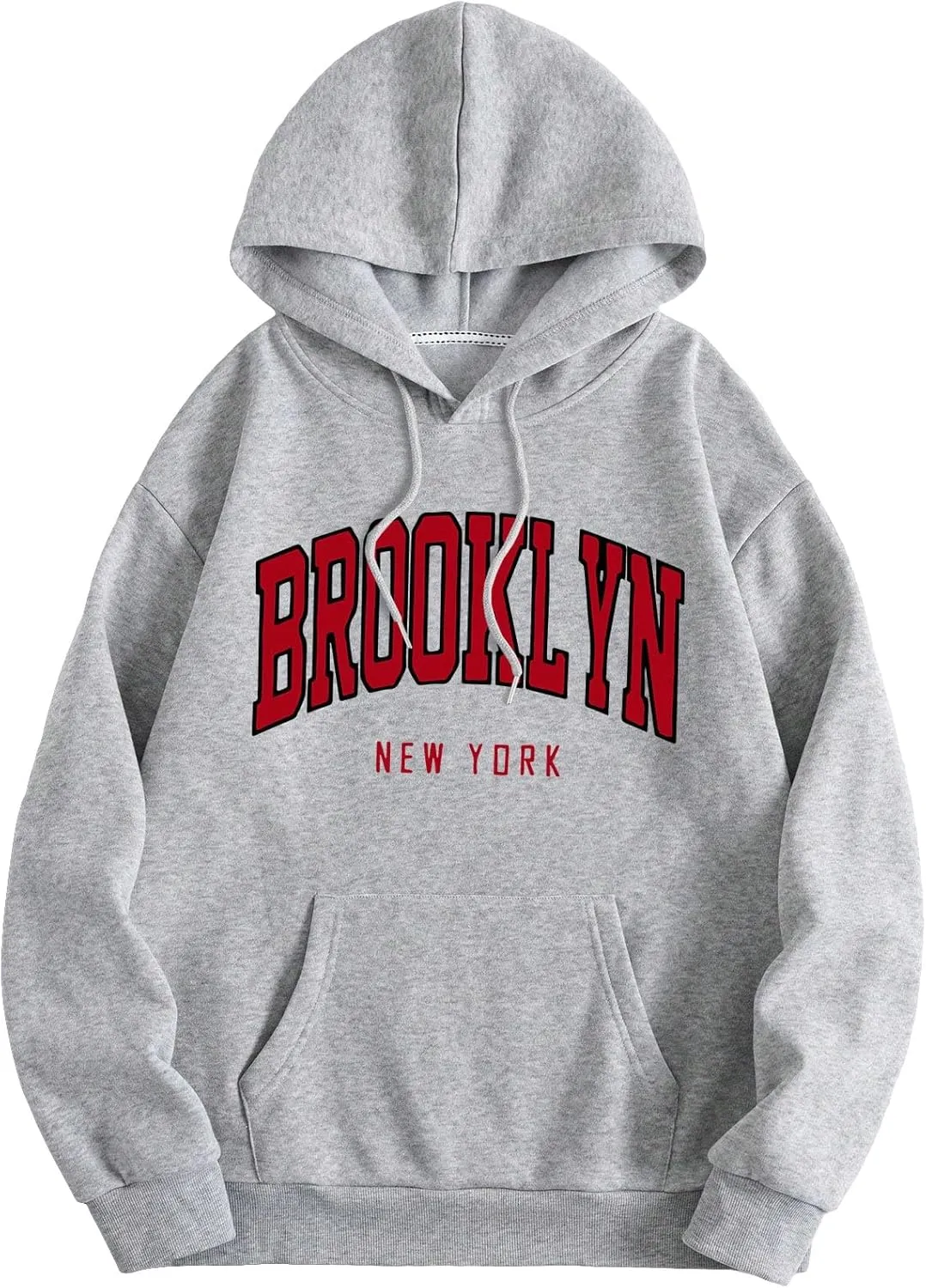 SHENHE Women's Letter Print Long Sleeve Drawstring Pullover Hoodie Sweatshirt Tops with Pocket
