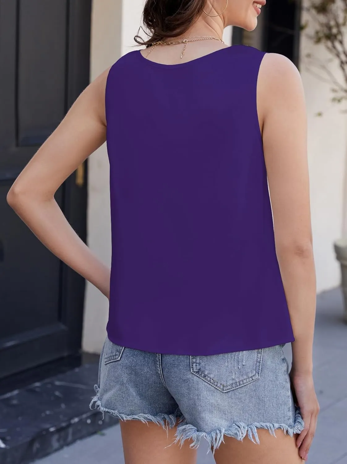 Silk Satin Tank Tops for Women Camisole Crew Neck Sleeveless Cami Summer 2025