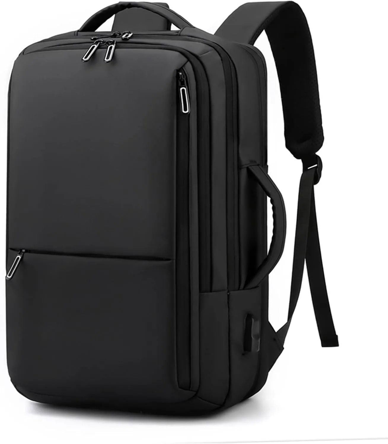 Simple Fashion Business Laptop Backpack - Expandable Travel Backpack for 15.6 Inches Laptops - Computer Bag (Black)