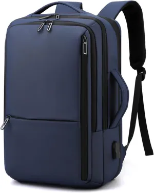 Simple Fashion Business Laptop Backpack - Expandable Travel Backpack for 15.6 Inches Laptops - Computer Bag (Deep Blue)