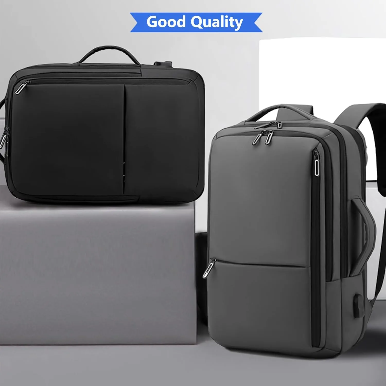 Simple Fashion Business Laptop Backpack - Expandable Travel Backpack for 15.6 Inches Laptops - Computer Bag (Gray)