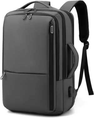 Simple Fashion Business Laptop Backpack - Expandable Travel Backpack for 15.6 Inches Laptops - Computer Bag (Gray)