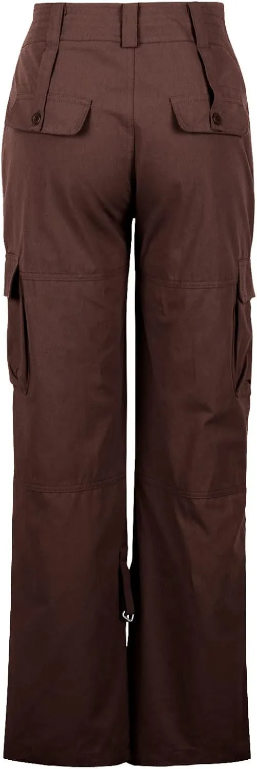 SMIDOW Low Rise Cargo Pants for Women Plus Size Baggy Stretchy Wide Leg Pants Pockets Y2K Streetwear Combat Military Trousers