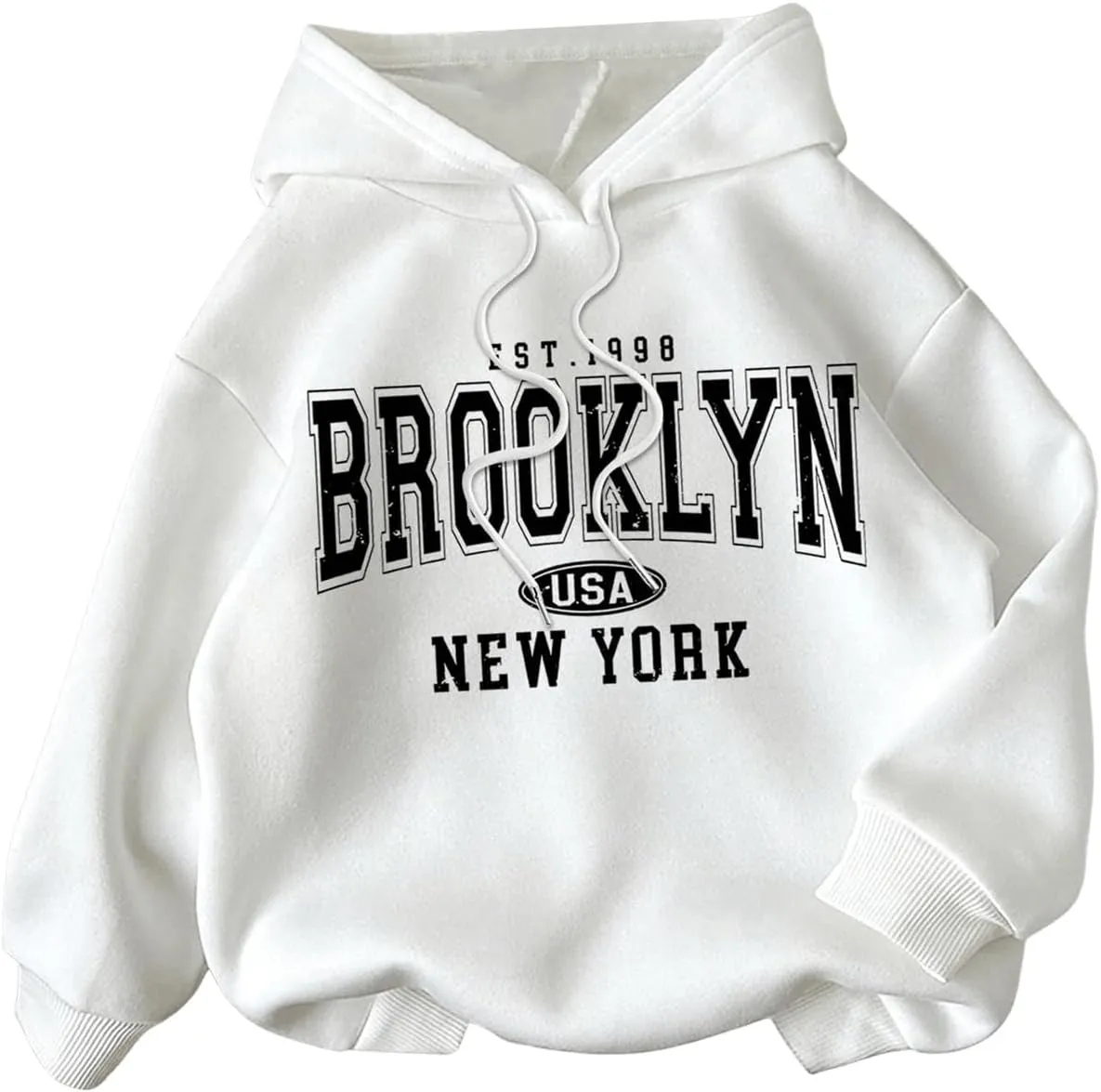 SOLY HUX Graphic Hoodies for Women Letter Print Drawstring Long Sleeve Sweatshirt Fall Pullover Tops