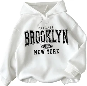 SOLY HUX Graphic Hoodies for Women Letter Print Drawstring Long Sleeve Sweatshirt Fall Pullover Tops