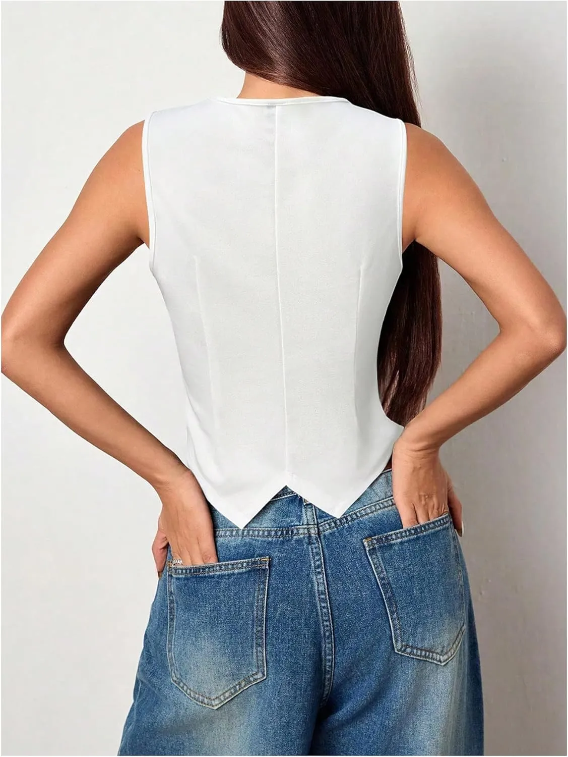 SOLY HUX Women's Blazer Vest Button Front V Neck Sleeveless Asymmetrical Hem Tank Tops