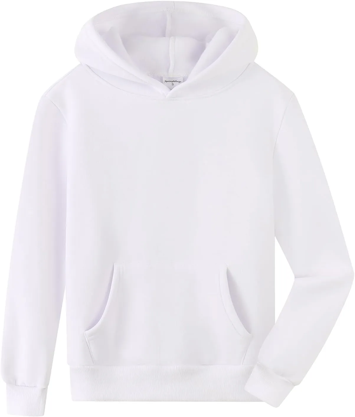 Spring&Gege Youth Solid Fleece Hoodies Pullover Hooded Sweatshirts for Children (3-12 Years)