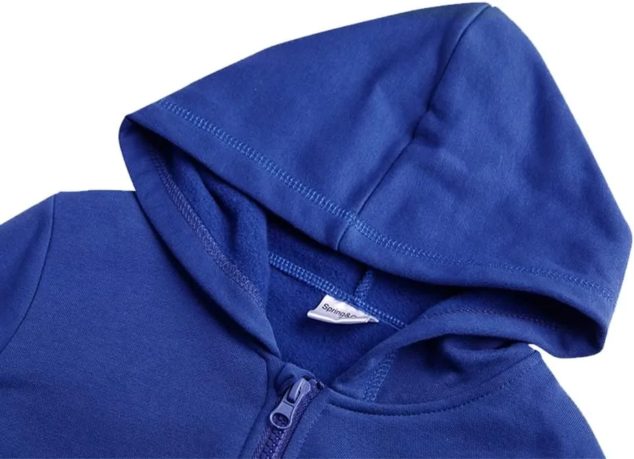 Spring&Gege Youth Solid Fleece Hoodies Soft Full Zip Hooded Sweatshirts for Children (3-12 Years)