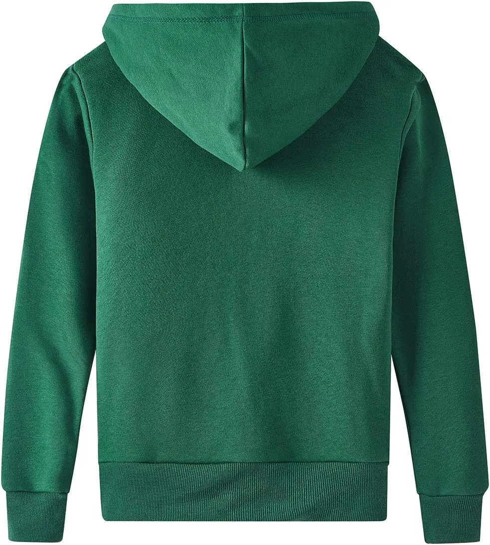 Spring&Gege Youth Solid Fleece Hoodies Soft Full Zip Hooded Sweatshirts for Children (3-12 Years)
