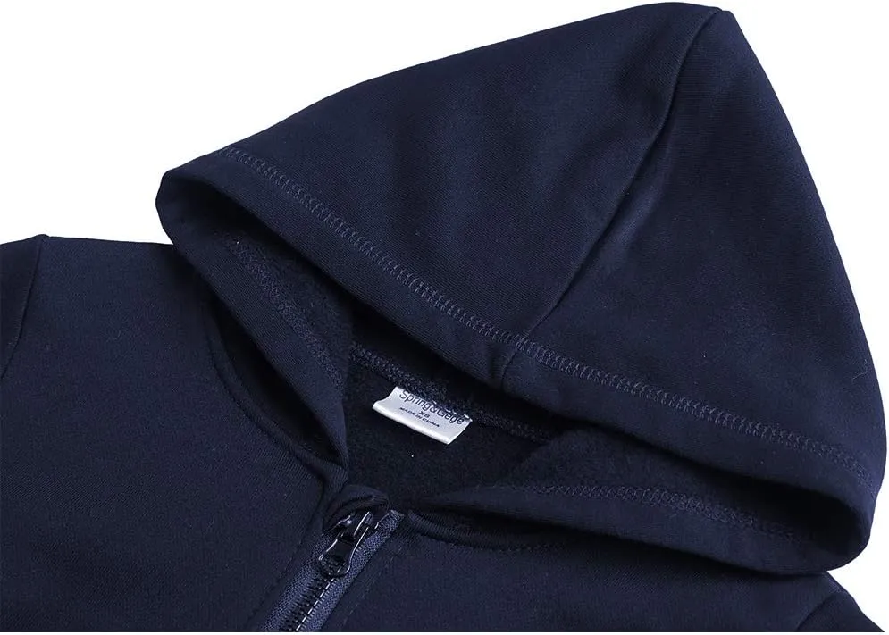 Spring&Gege Youth Solid Fleece Hoodies Soft Full Zip Hooded Sweatshirts for Children (3-12 Years)