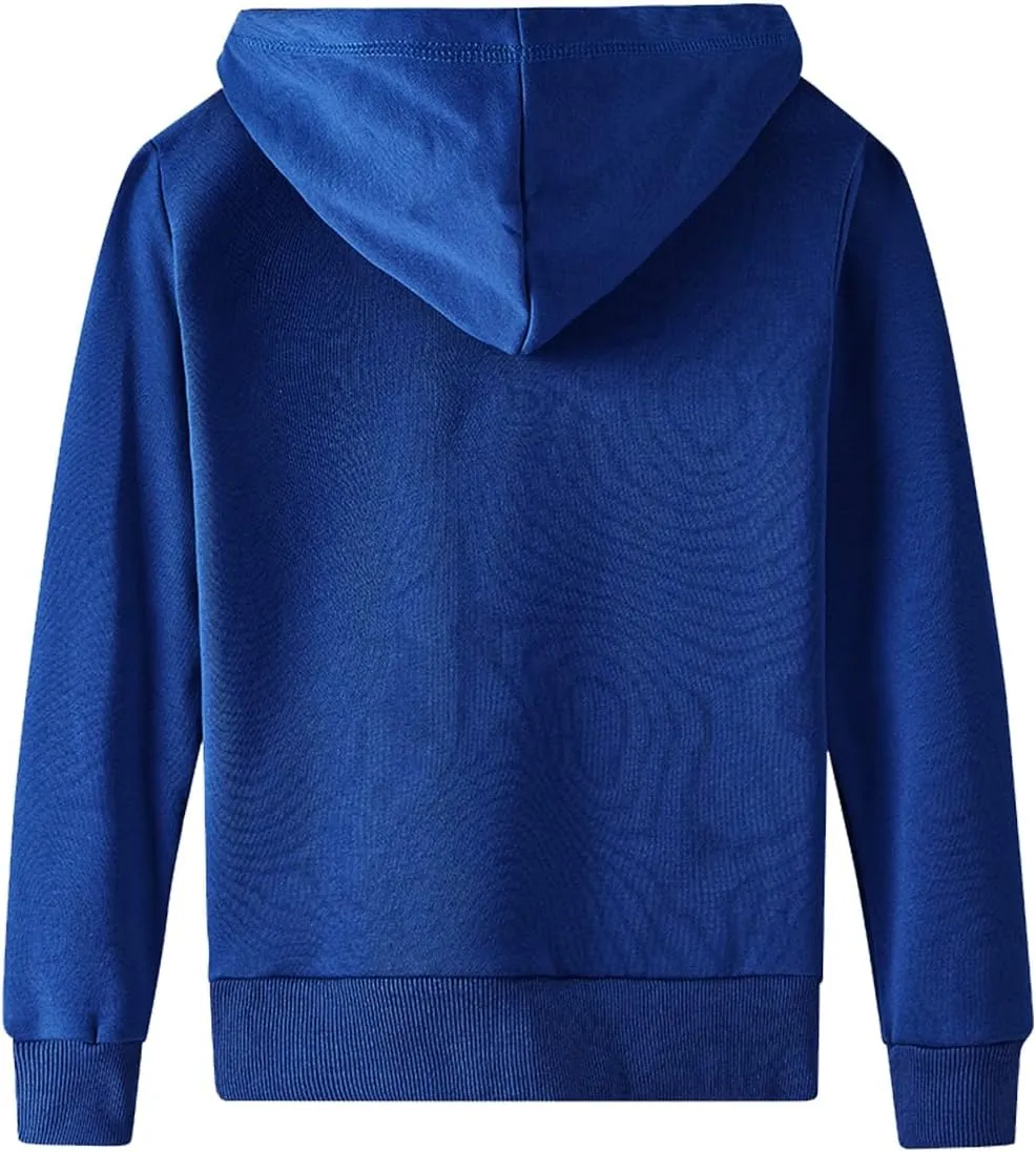 Spring&Gege Youth Solid Fleece Hoodies Soft Full Zip Hooded Sweatshirts for Children (3-12 Years)