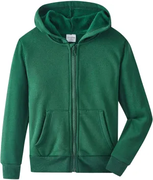 Spring&Gege Youth Solid Fleece Hoodies Soft Full Zip Hooded Sweatshirts for Children (3-12 Years)