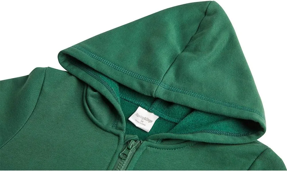 Spring&Gege Youth Solid Fleece Hoodies Soft Full Zip Hooded Sweatshirts for Children (3-12 Years)