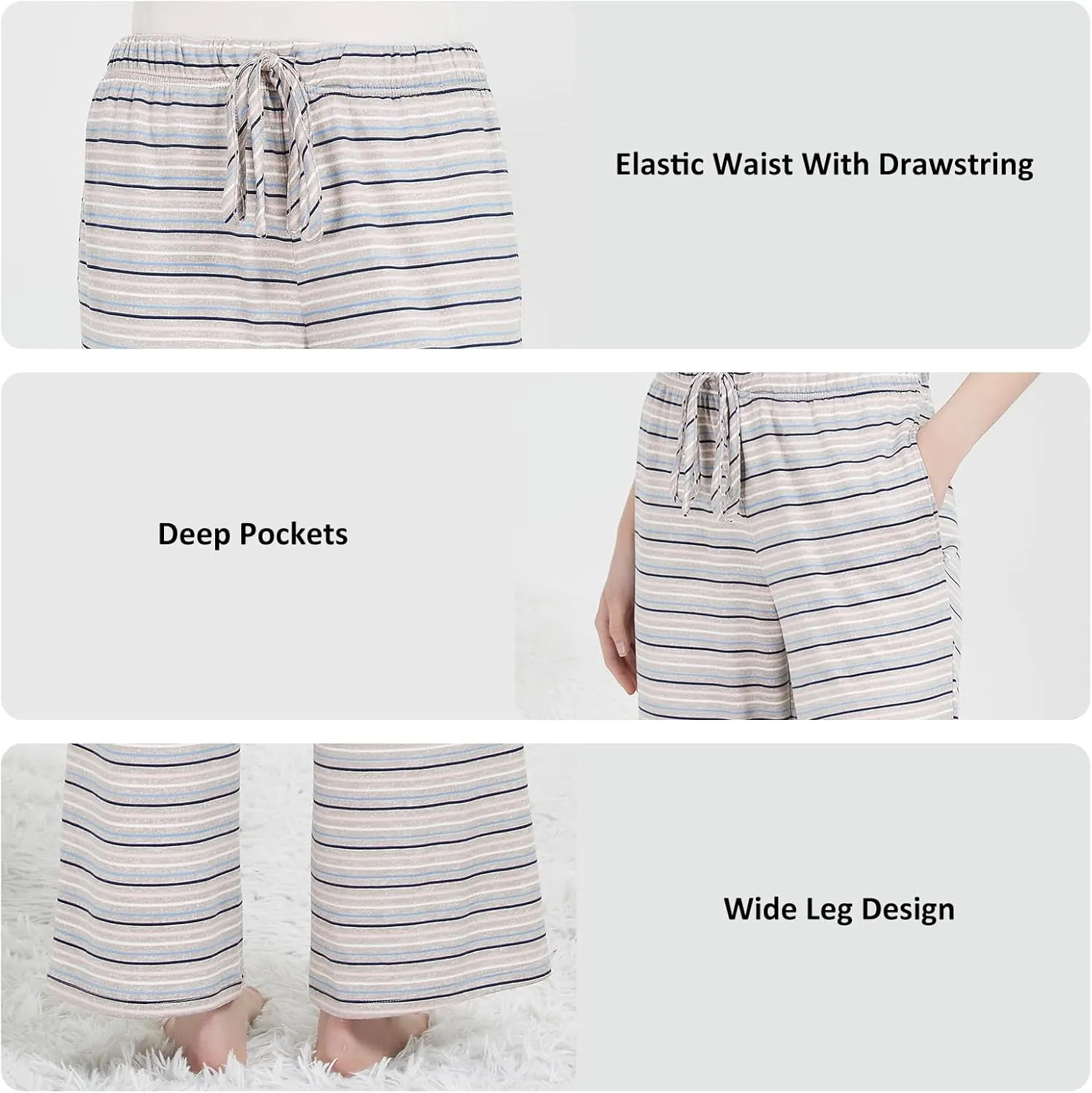 SS SAILAIYA Women's Pajama Pants, Wide Leg Lounge Pants, Comfy Pajamas Bottoms with Drawstring Waistband for Women