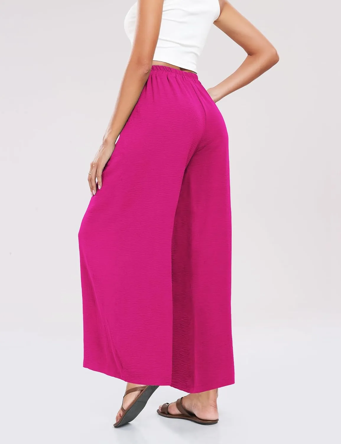 Summe Wide Leg Dress Pants for Women High Waisted Palazzo Casual Work Pants Beach Trousers with Pocket