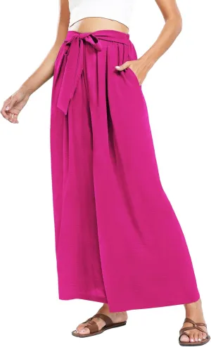 Summe Wide Leg Dress Pants for Women High Waisted Palazzo Casual Work Pants Beach Trousers with Pocket