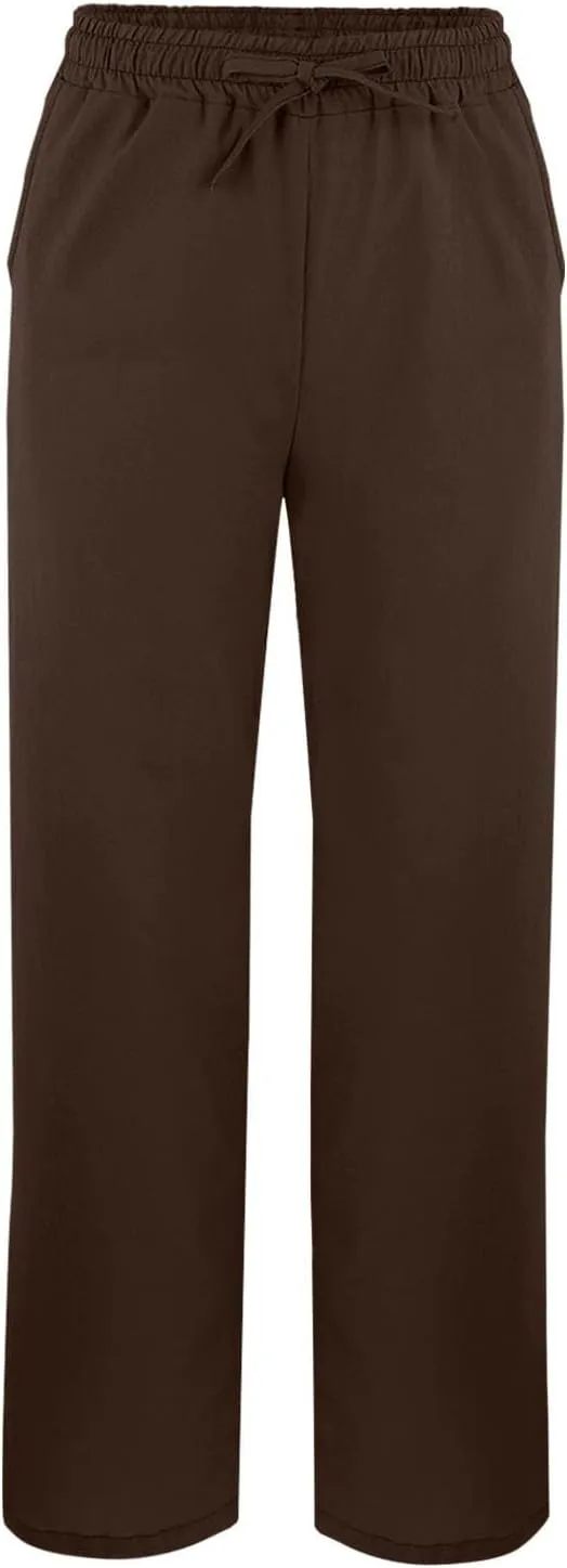 Summer Pants Women Linen Capris for Women 2025 Solid Color Wide Leg Loose Drawstring Elastic Waist Cropped Trousers