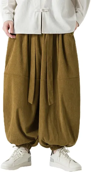 SUWBMHWE Men's Harem Pants Baggy Linen Men Stretchy Waist Trouser Boho Japanese Graphic Renaissance Pants Summer Lounge
