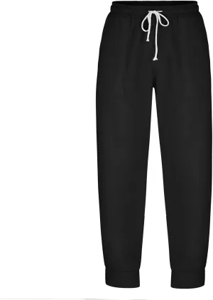 Sweat Pants for Mens Casual Drawstring Elastic Waist Solid Cargo Trousers Athletic-Fit Beam Feet Sport Pants