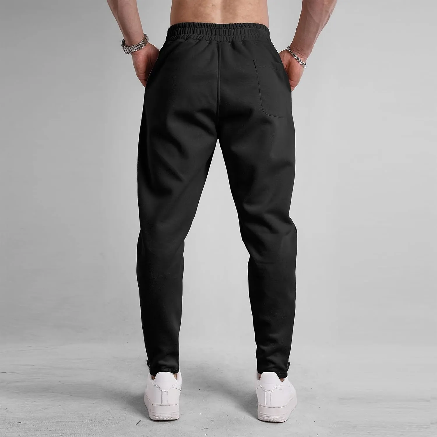 Sweatpants for Men Sport Tapered Joggers Mens Trendy Elastic Waist Solid Color Jogger Split Utility Fitted Cargo