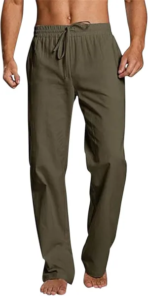 Sweatpants for Men Sport Tapered Tactical Slacks Mens Elastic Waist Solid Color Split Ripstop Fitted Joggers