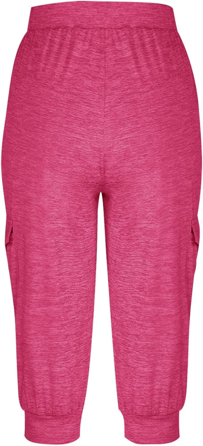 TANGNADE Active Capri Pants for Women Joggers Stretch Lightweight Casual Pant Capri with Drawstring Pockets Hiking Pants