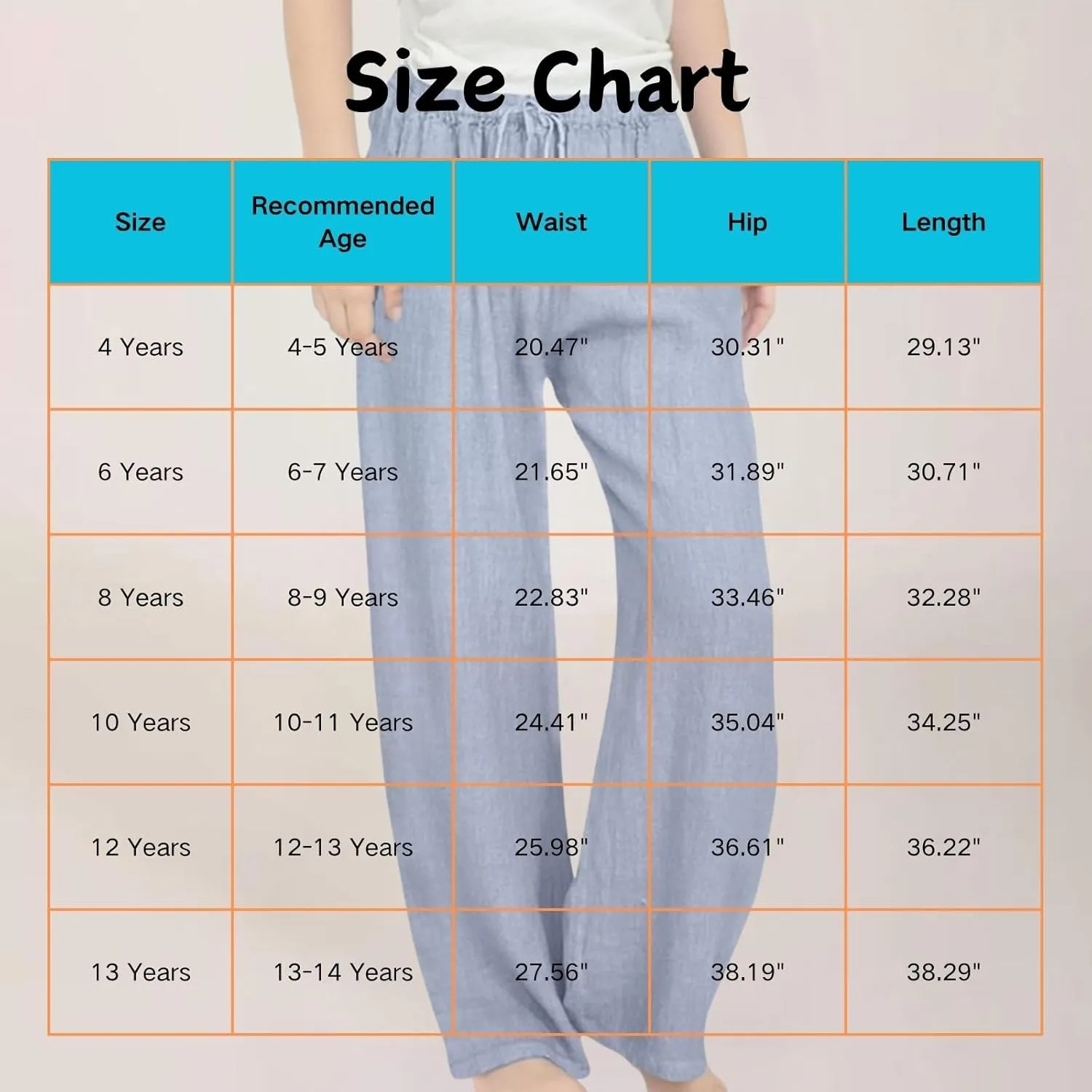 Teen Girls Casual Cotton Linen Pants Lightweight Summer Loose Fit Elastic Waist Plus Size Solid Lounge Long Trousers