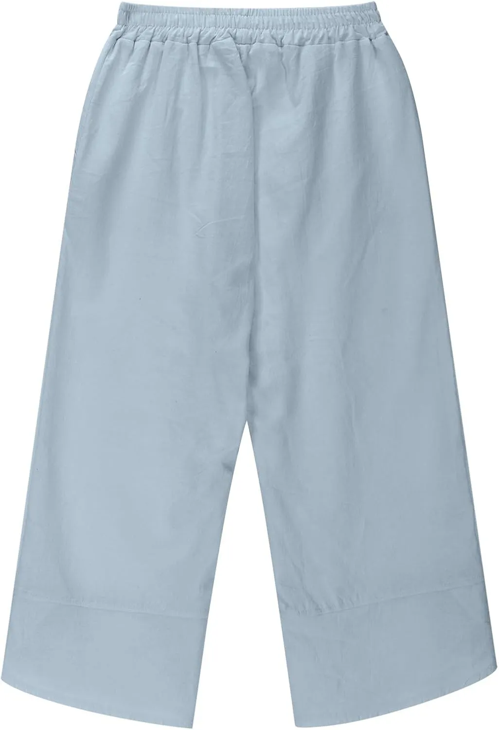 Teen Girls Palazzo Pants 2025 Summer Casual Cotton Linen Trousers Lightweight Elastic Waist Preppy Solid Loose Pant