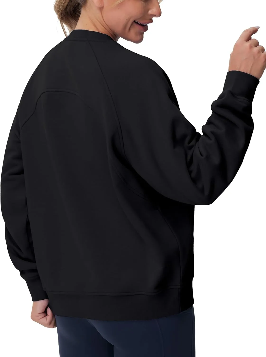 THE GYM PEOPLE Women's Oversized Fleece Sweatshirts Loose Fit Crewneck Long Sleeve Pullover Tops
