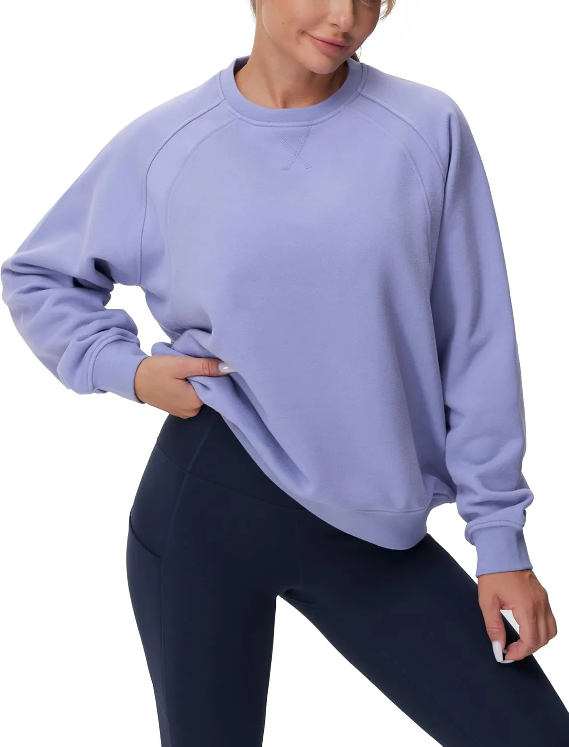 THE GYM PEOPLE Women's Oversized Fleece Sweatshirts Loose Fit Crewneck Long Sleeve Pullover Tops