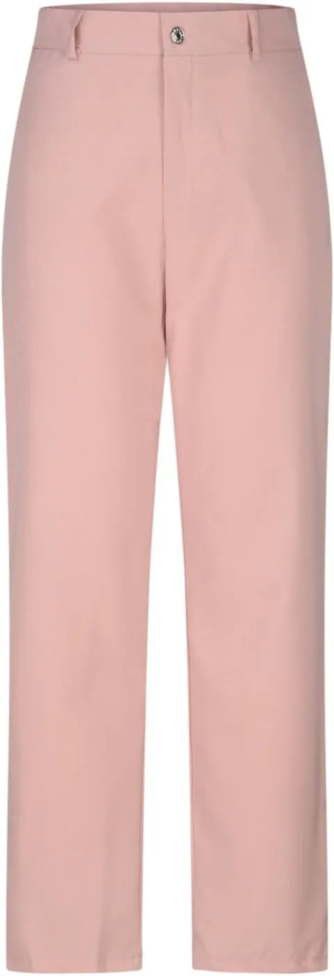 Trendy Business Casual Pants for Women 2024 Button Waist Solid Color Slim Trousers with Pockets Summer Work Pants