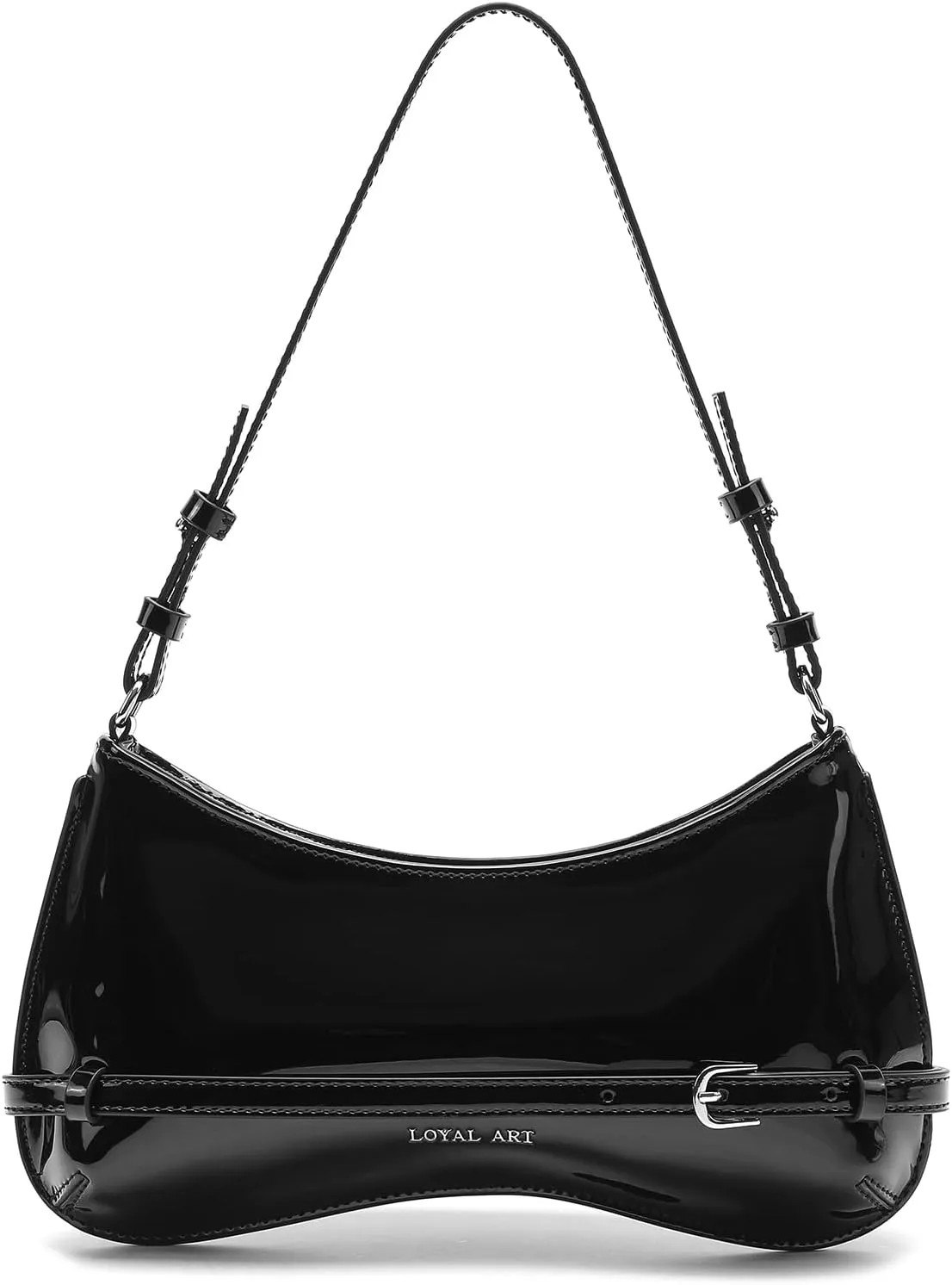 Trendy Shoulder Bag for Women, Small Under the Arm Purse Patent Leather Womens Purses and Handbags with Zipper Closure
