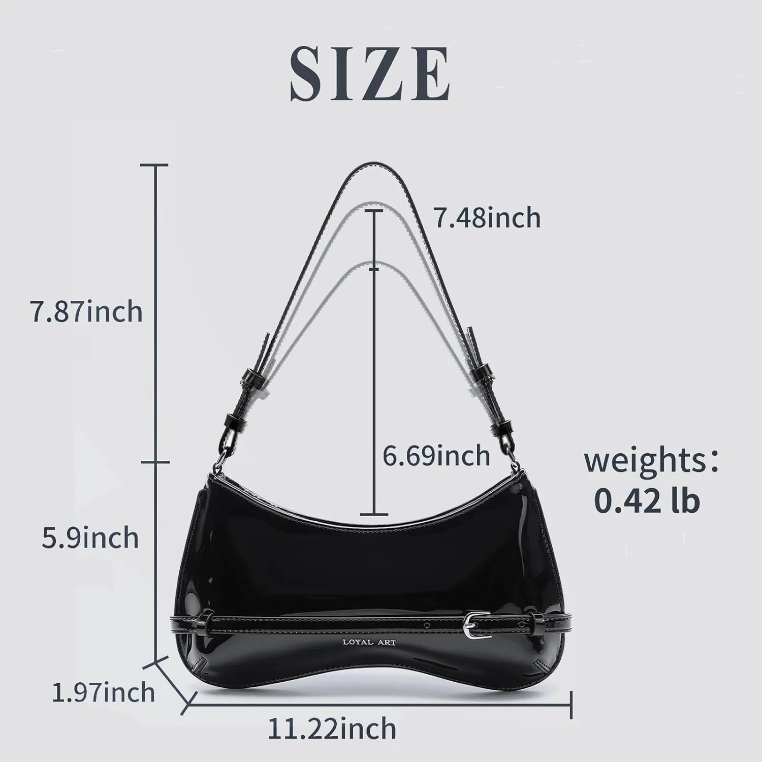 Trendy Shoulder Bag for Women, Small Under the Arm Purse Patent Leather Womens Purses and Handbags with Zipper Closure