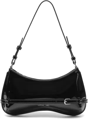 Trendy Shoulder Bag for Women, Small Under the Arm Purse Patent Leather Womens Purses and Handbags with Zipper Closure