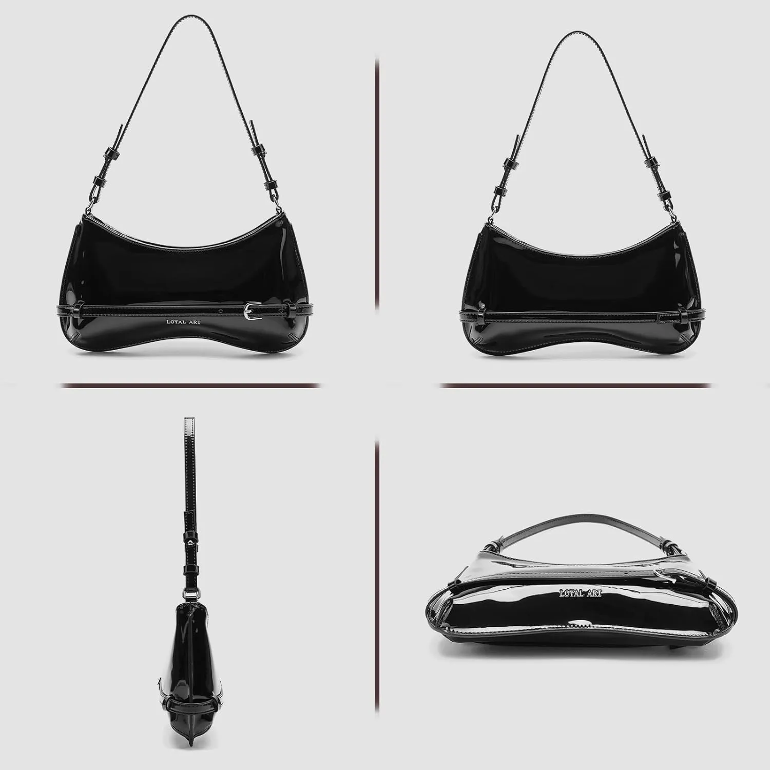 Trendy Shoulder Bag for Women, Small Under the Arm Purse Patent Leather Womens Purses and Handbags with Zipper Closure