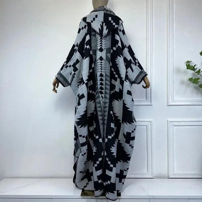 Tribal Chic Hooded Wool Kimono
