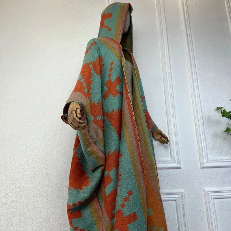 Tribal Chic Hooded Wool Kimono
