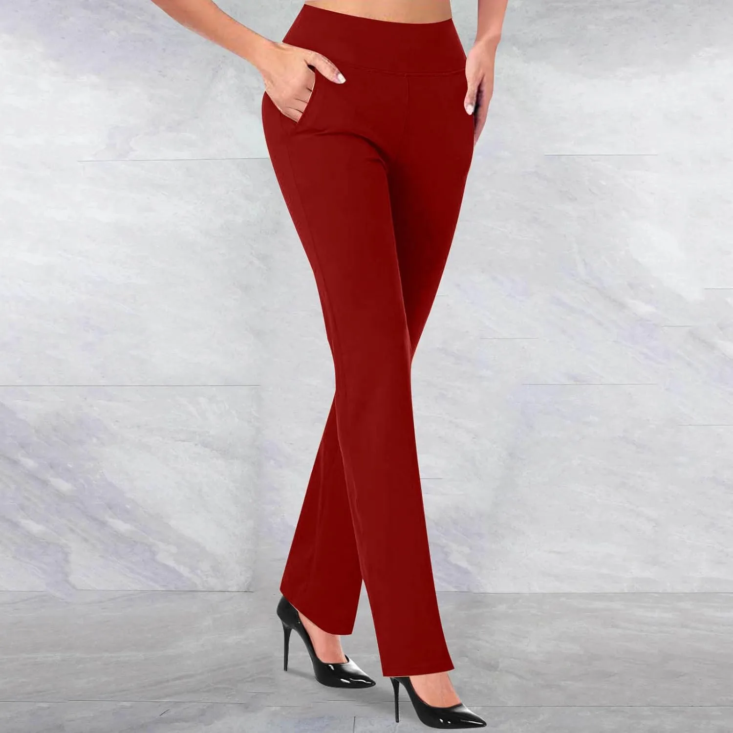 Trousers Pants for Women Dressy Casual High Waist Petite Suit Pants Trendy Formal Business Work Yoga Long Pants with Pockets