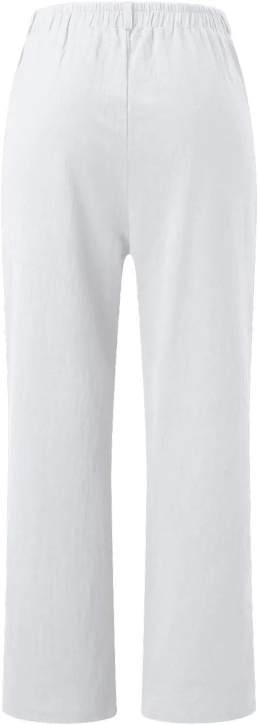 Trousers Pants for Women Vacation s Waist Casual Trousers with Pockets Linen Pull On Pants for Women