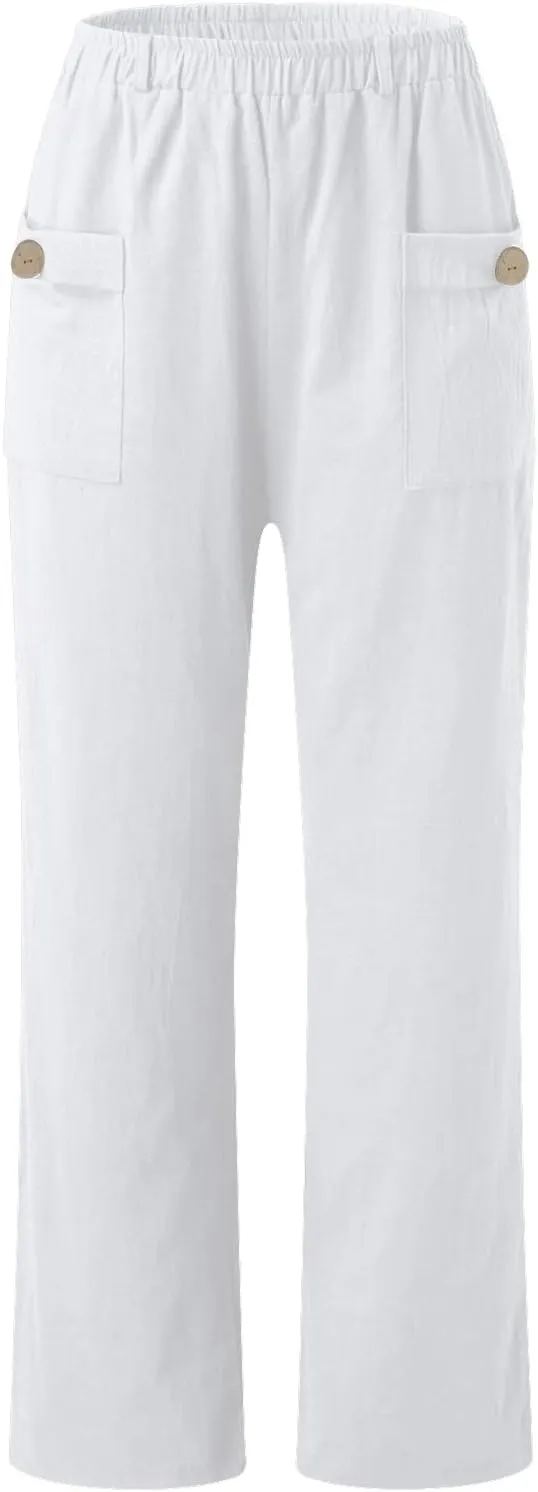 Trousers Pants for Women Vacation s Waist Casual Trousers with Pockets Linen Pull On Pants for Women