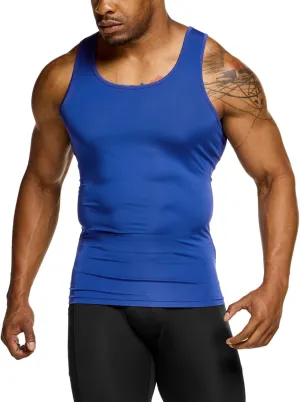 TSLA Men's Athletic Compression Sleeveless Tank Top, Cool Dry Sports Running Basketball Workout Base Layer