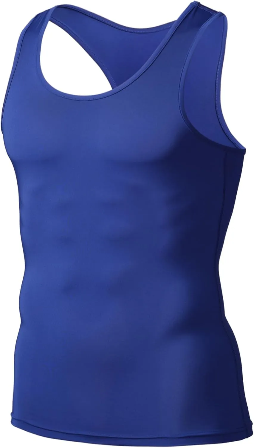 TSLA Men's Athletic Compression Sleeveless Tank Top, Cool Dry Sports Running Basketball Workout Base Layer
