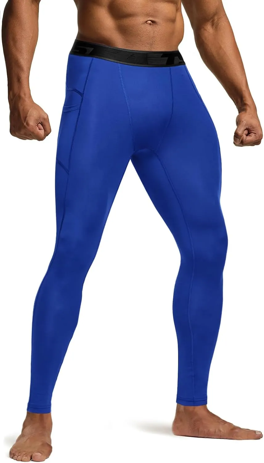 TSLA Men's Compression Pants, Cool Dry Athletic Workout Running Leggings Tights with Pockets