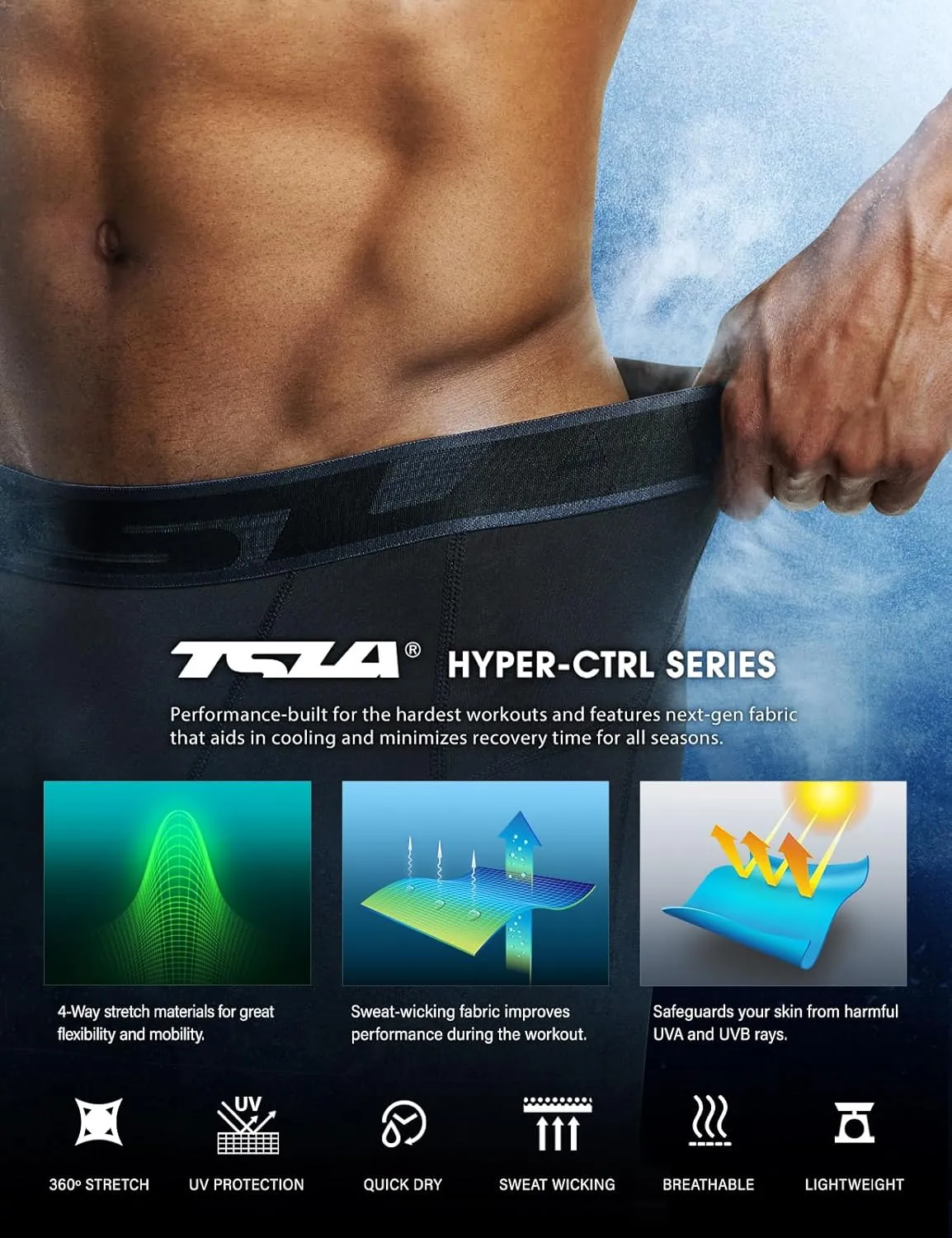 TSLA Men's Compression Pants, Cool Dry Athletic Workout Running Leggings Tights with Pockets