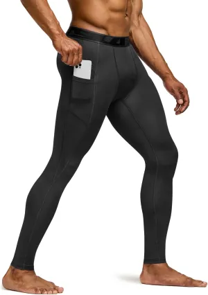 TSLA Men's Compression Pants, Cool Dry Athletic Workout Running Leggings Tights with Pockets