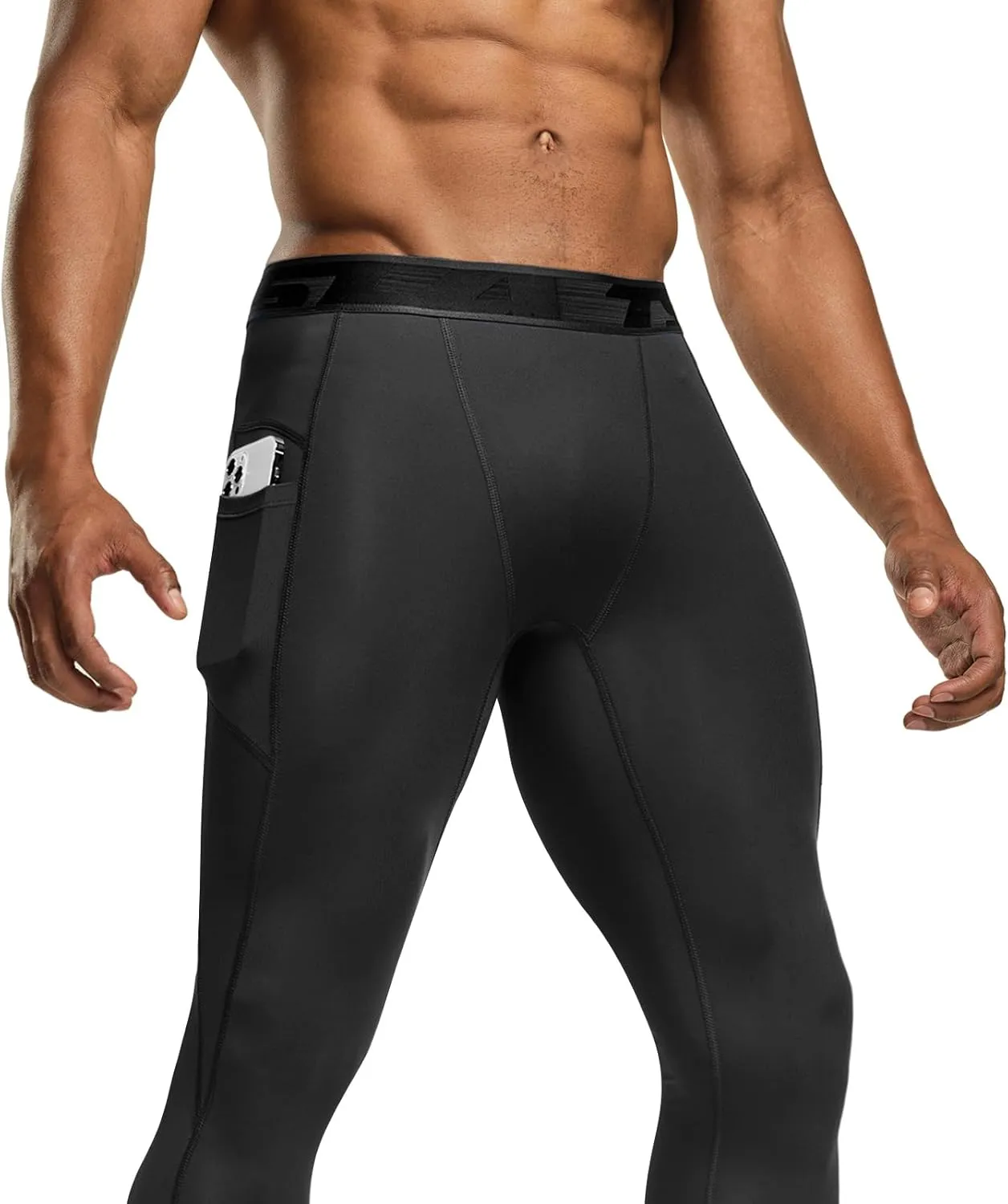 TSLA Men's Compression Pants, Cool Dry Athletic Workout Running Leggings Tights with Pockets