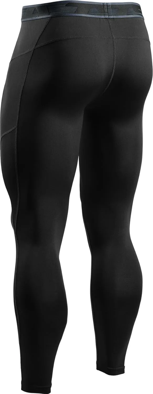 TSLA Men's Compression Pants, Cool Dry Athletic Workout Running Leggings Tights with Pockets