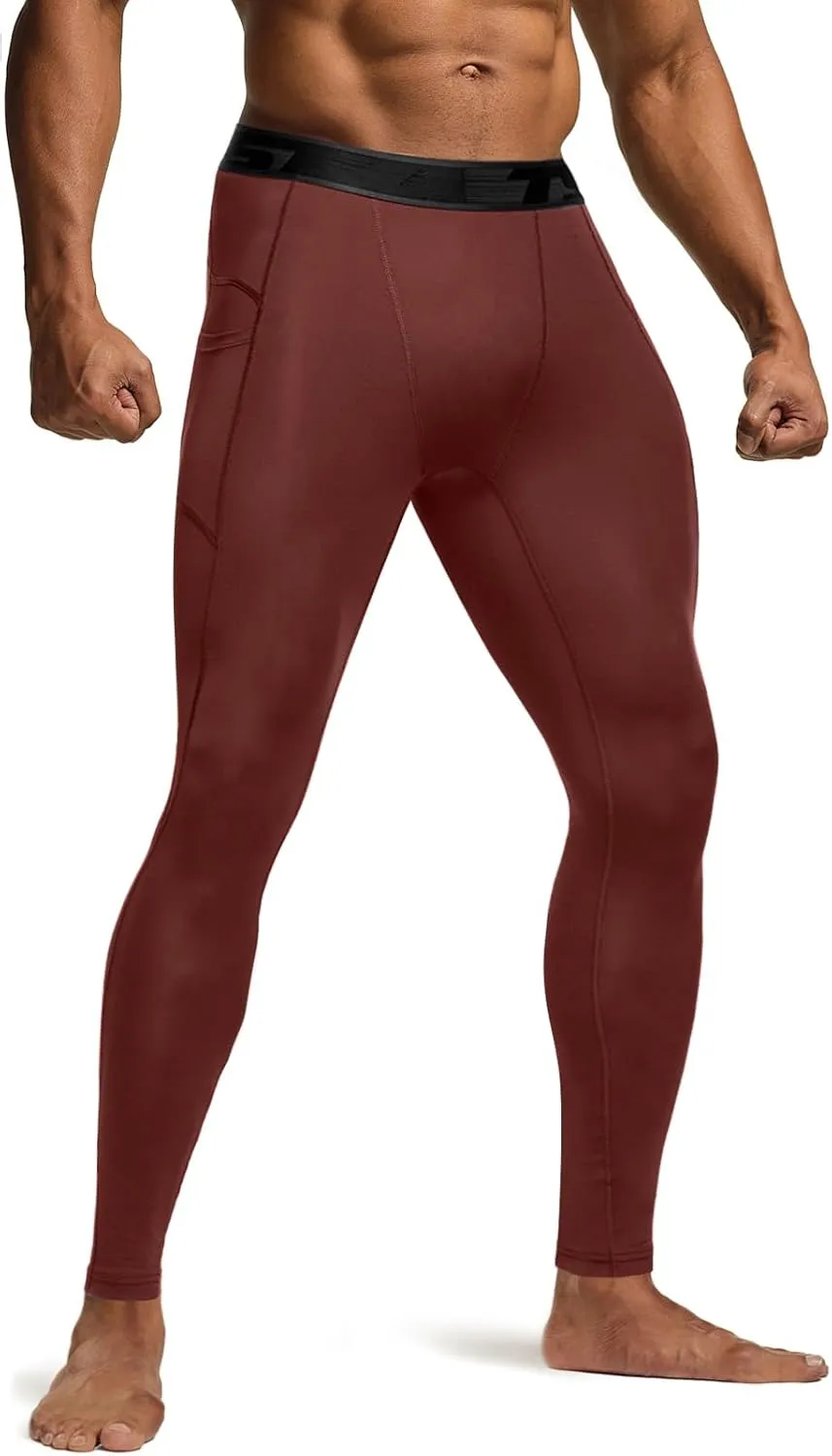 TSLA Men's Compression Pants, Cool Dry Athletic Workout Running Leggings Tights with Pockets
