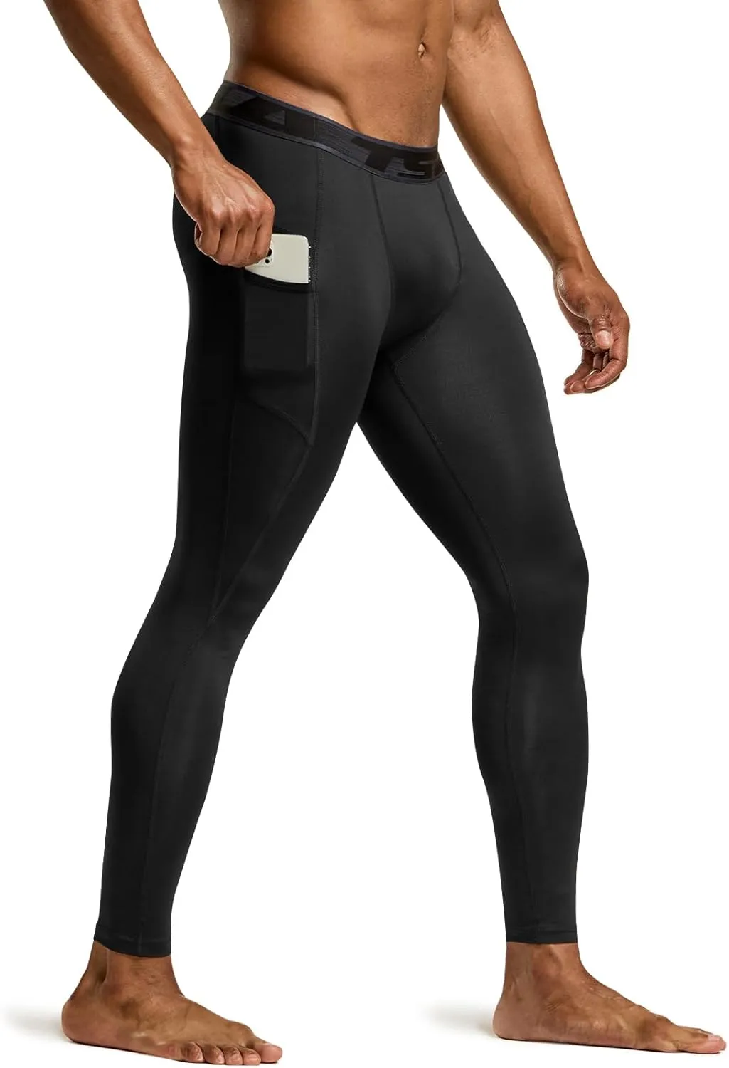 TSLA Men's Compression Pants, Cool Dry Athletic Workout Running Leggings Tights with Pockets